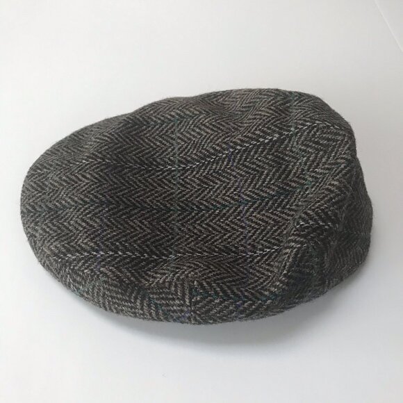 Brooks Brothers Other - Brooks Brothers Hat Cap Tweed Men Large Herringbone Flat Brown Wool Italy Cabbie